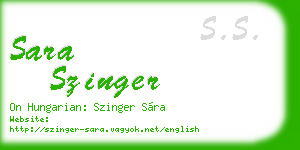 sara szinger business card